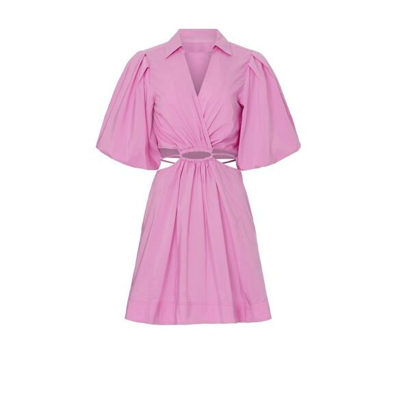 Jonathan Simkhai Aulora Pink Cut Out Short Sleeve A-Line Mini Dress Size Small - Picture 5 of 16
